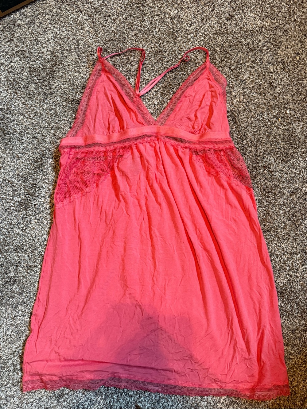 Victoria's Secret Coral Pink Lace-Trim Chemise